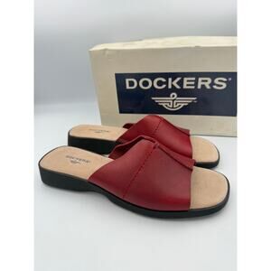 Dockers Womens Leather Slide Sandals - Red - Size 8M - Daytona DB